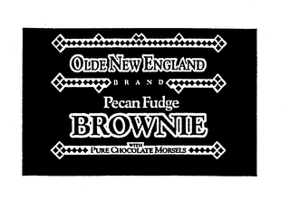 OLDE NEW ENGLAND BRAND PECAN FUDGE BROWNIE WITH PURE CHOCOLATE MORSELS logo