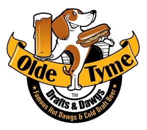 OLDE TYME DRAFTS & DAWGS FAMOUS HOT DAWGS & COLD DRAFT BEER logo