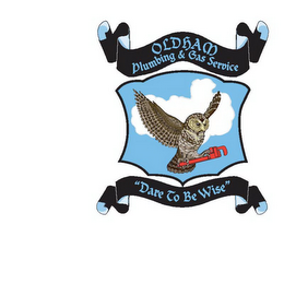 OLDHAM PLUMBING & GAS SERVICE "DARE TO BE WISE" logo