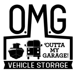 O.M.G 'OUTTA MY GARAGE! VEHICLE STORAGE logo