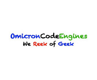 OMICRONCODEENGINES WE REEK OF GEEK logo