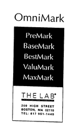 OMNIMARK PREMARK BASEMARK BESTMARK VALUMARK MAXMARK THE LAB BOSTON, MA 02110 TEL: 617 951-1440 logo