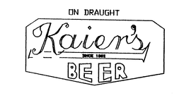 ON DRAUGHT KAIER'S BEER SINCE 1862 logo