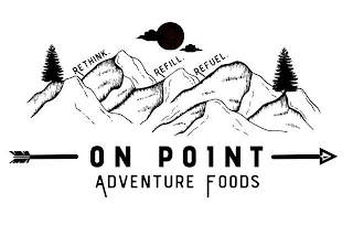 ON POINT ADVENTURE FOODS RETHINK. REFILL. REFUEL. logo
