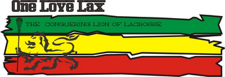 ONE LOVE LAX THE CONQUERING LION OF LACROSSE logo