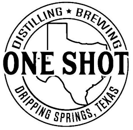 ONE SHOT DISTILLING BREWING DRIPPING SPRINGS, TEXAS logo