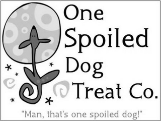 ONE SPOILED DOG TREAT CO. "MAN, THAT'S ONE SPOILED DOG!" logo