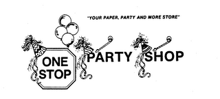 ONE STOP PARTY SHOP "YOUR PAPER, PARTY AND MORE STORE" logo