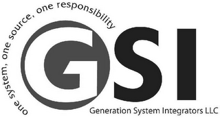 ONE SYSTEM, ONE SOURCE, ONE RESPONSIBILITY GSI GENERATION SYSTEM INTEGRATORS LLC logo