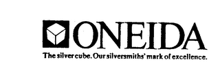 ONEIDA THE SILVER CUBE. OUR SILVERSMITHS' MARK OF EXCELLENCE. logo