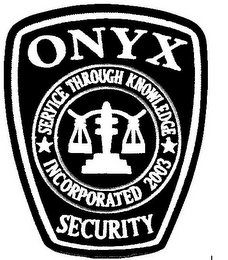 ONYX SECURITY SERVICE THROUGH KNOWLEDGE INCORPORATED 2003 logo