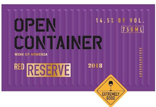 OPEN CONTAINER WINE OF ARMENIA RED RESERVE 2018 EXTREMELY GOOD 14.5% BY VOL. 750ML 48500B6001035 logo