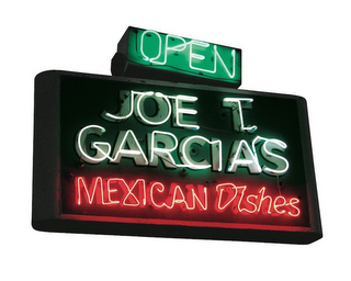 OPEN JOE T. GARCIA'S MEXICAN DISHES logo