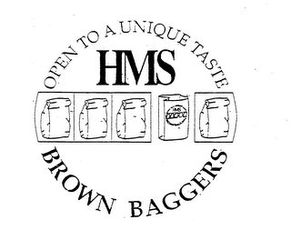 OPEN TO A UNIQUE TASTE HMS BROWN BAGGERS logo