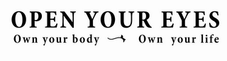 OPEN YOUR EYES. OWN YOUR BODY. OWN YOUR LIFE. logo