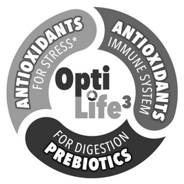 OPTI LIFE 3 ANTIOXIDANTS IMMUNE SYSTEM FOR DIGESTION PREBIOTICS ANTIOXIDANTS FOR STRESS* logo