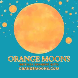 ORANGE MOONS ARTFULLY DESIGNED GIFTS ORANGEMOONS.COM logo