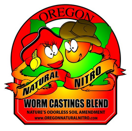 OREGON NATURAL NITRO WORM CASTINGS BLEND NATURE'S ODORLESS SOIL AMENDMENT WWW.OREGON NATURALNITRO logo
