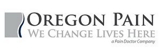OREGON PAIN WE CHANGE LIVES HERE A PAINDOCTOR COMPANY logo