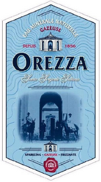 OREZZA EAU MINÉRALE NATURELLE GAZEUSE DEPUIS 1856 SOURCE SORGENTE SOTTANA SOURCE SORGENTE SOTTANA GAZEUSA SPARKLING FRIZZANTE GAZEUSE logo