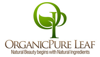 ORGANICPURE LEAF NATURAL BEAUTY BEGINS WITH NATURAL INGREDIENTS logo