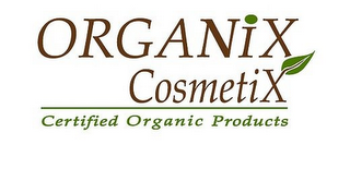 ORGANIX COSMETIX CERTIFIED ORGANIC PRODUCTS logo