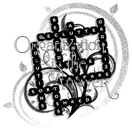 ORGANIZATION IS THE ANSWER DECLUTTER RECORD AUTOMATE ORGANIZE TOSS TOM T O GANIZ SOLUTI NS SORT O S SHRED PREPARE SPACE logo