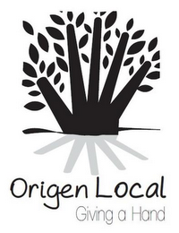 ORIGEN LOCAL GIVING A HAND logo