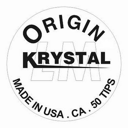ORIGIN KRYSTAL LM MADE IN USA.  CA.  50 TIPS logo