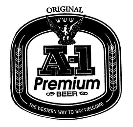 ORIGINAL A-1 PREMIUM BEER THE WESTERN WAY TO SAY WELCOME logo