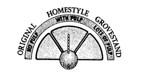 ORIGINAL HOMESTYLE GROVESTAND NO PULP WITH PULP LOTS OF PULP logo