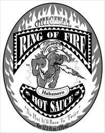 ORIGINAL RING OF FIRE HABANERO HOT SAUCE "SO HOT IT'LL BURN YA' TWICE" logo