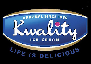 ORIGINAL SINCE 1965, KWALITY ICE CREAM, LIFE IS DELICIOUS logo