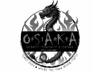 OSAKA FIRE JAPANESE STEAKHOUSE & SEAFOOD FULL SUSHI BAR SINCE 2004 WHERE THE SHOW NEVER STOPS! logo