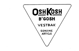OSHKOSH B'GOSH VESTBAK GENUINE ARTICLE logo