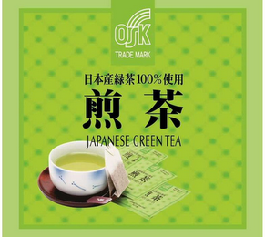 OSK TRADE MARK 100% JAPANESE GREEN TEA logo