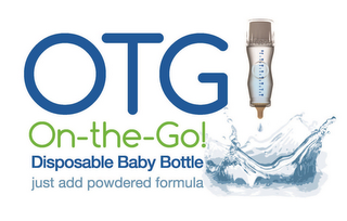 OTG ON-THE-GO! DISPOSABLE BABY BOTTLE JUST ADD POWDERED FORMULA logo