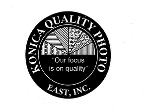 "OUR FOCUS IS ON QUALITY" KONICA QUALITY PHOTO EAST, INC. logo