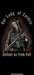 OUR LADY OF CORDITE DELIVER US FROM EVIL logo