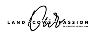 OUR LAND · COWS · PASSION FARM FAMILIES OF DAIRY MAX logo