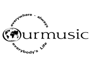 OURMUSIC EVERYWHERE - ALWAYS EVERYBODY'S LIFE logo