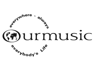 OURMUSIC EVERYWHERE - ALWAYS EVERYBODY'S LIFE logo