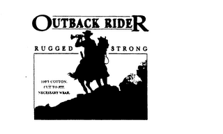 OUTBACK RIDER RUGGED STRONG 100% COTTON. CUT TO FIT. NECESSARY WEAR. logo