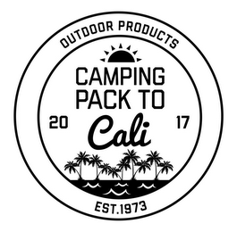 OUTDOOR PRODUCTS CAMPING PACK TO CALI 20 17 EST. 1973 logo