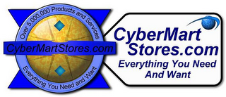 OVER 5,000,000 PRODUCTS AND SERVICES CYBERMARTSTORES.COM EVERYTHING YOU NEED AND WANT CYBERMARTSTORES.COM EVERYTHING YOU NEED AND WANT logo
