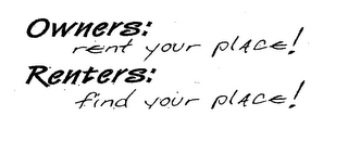 OWNERS: RENT YOUR PLACE! RENTERS: FIND YOUR PLACE! logo