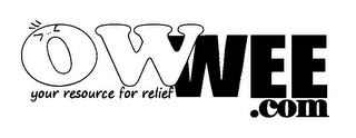 OWWEE.COM YOUR RESOURCE FOR RELIEF logo