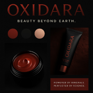 OXIDARA BEAUTY BEYOND EARTH. POWERED BY MINERALS. PERFECTED BY SCIENCE. OXIDARA THE PUTURR OF EFAM logo
