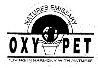 OXY PET NATURES EMISSARY "LIVING IN HARMONY WITH NATURE" logo