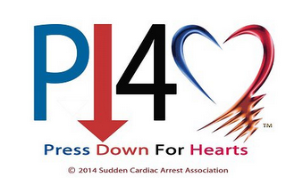 P 4 PRESS DOWN FOR HEARTS 2014 SUDDEN CARDIAC ARREST ASSOCIATION logo